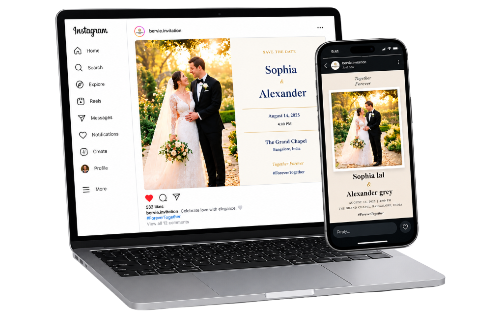 Aesthetic Instagram and WhatsApp Wedding Announcement Cards Mockup